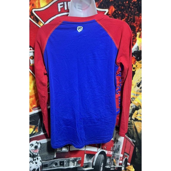 New York Giants‎ Womens Hands High Blue/Red Long Sleeve T Shirt V Neck Medium - Picture 2 of 7